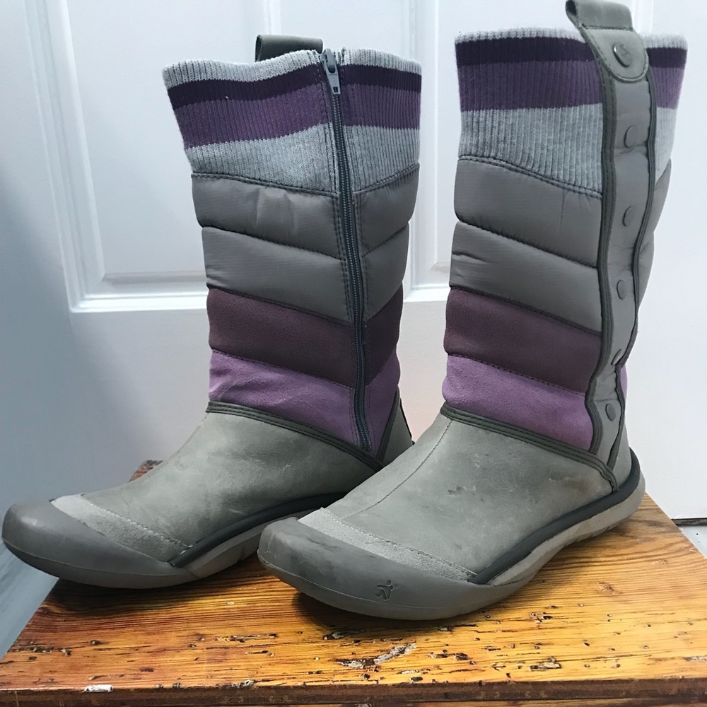 Grey and Plum Snow Boots